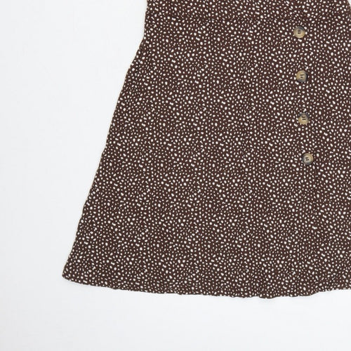 Next Women Brown Animal Print Wrap Dress UK 10 Knee Length Stretch