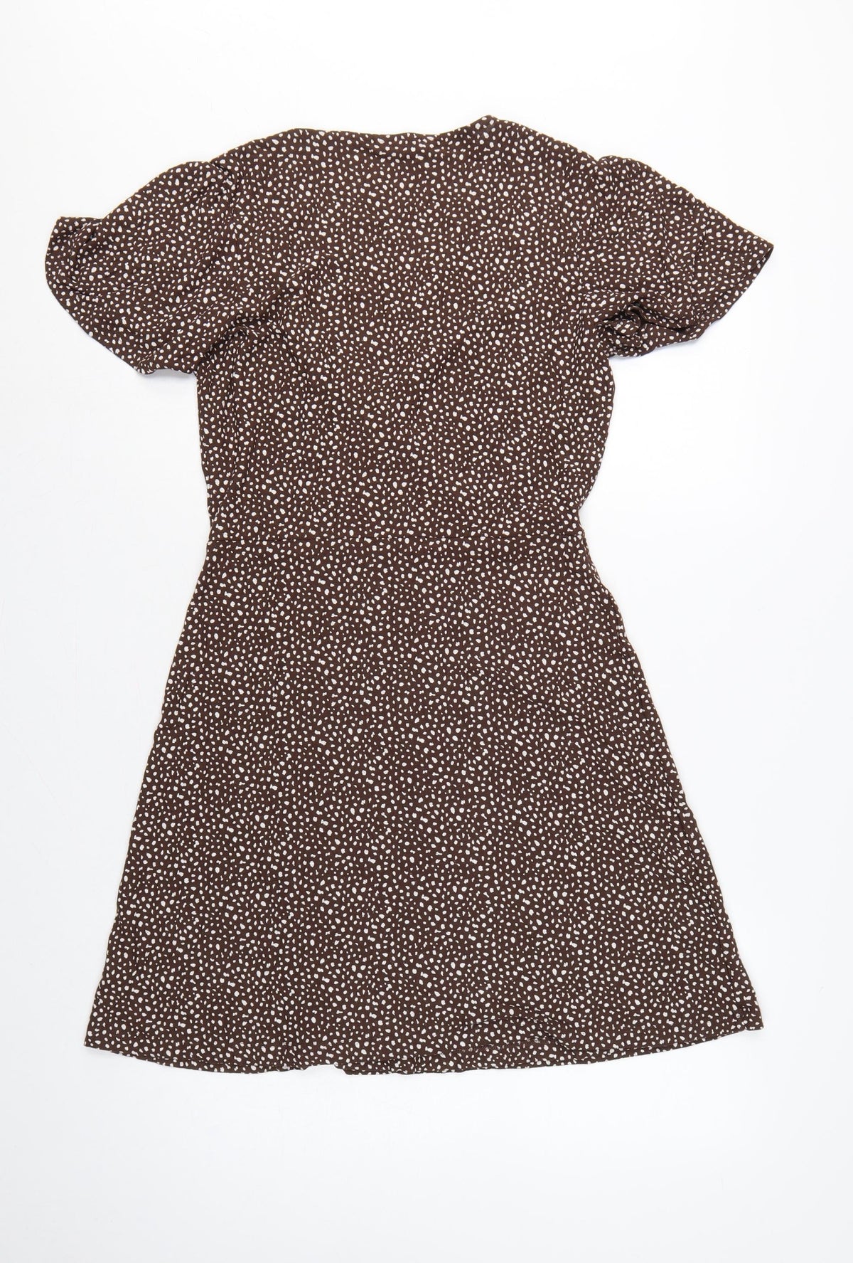 Next Women Brown Animal Print Wrap Dress UK 10 Knee Length Stretch