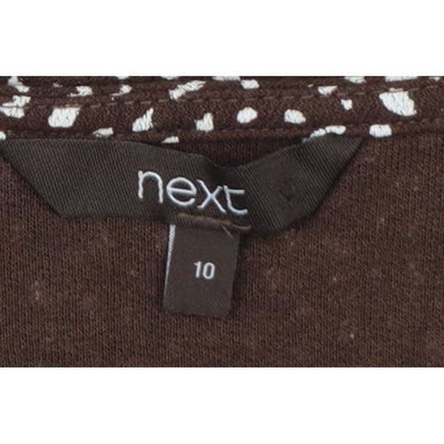 Next Women Brown Animal Print Wrap Dress UK 10 Knee Length Stretch