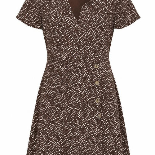 Next Women Brown Animal Print Wrap Dress UK 10 Knee Length Stretch
