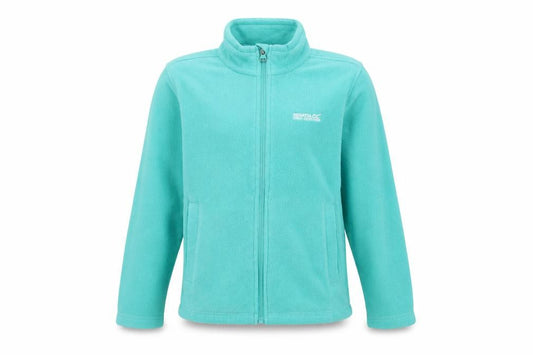 Front view of Regatta girls’ green 7-8 years full zip fleece sweatshirt pockets