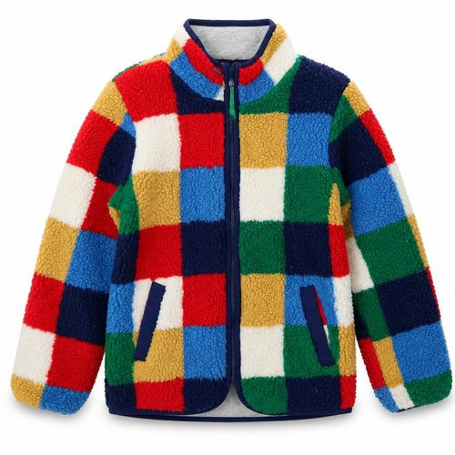 Mini Boden Girls Multicoloured 8-9 Years Patchwork Fleece Zip Jacket