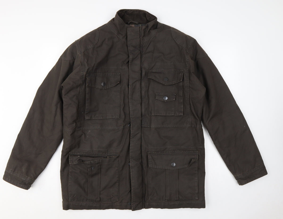 Wolsey Men Brown L Military Jacket Cotton Insulated Utility Coat