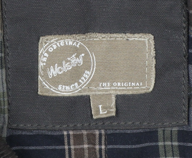 Wolsey Men Brown L Military Jacket Cotton Insulated Utility Coat