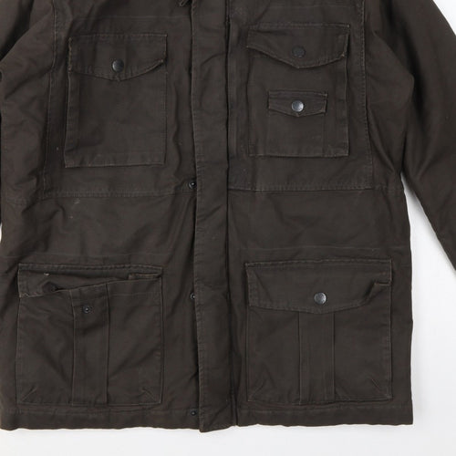Wolsey Men Brown L Military Jacket Cotton Insulated Utility Coat