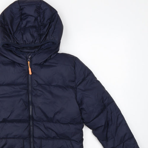 Mango Girls Navy Blue 11-12 Years Hooded Padded Puffer Jacket