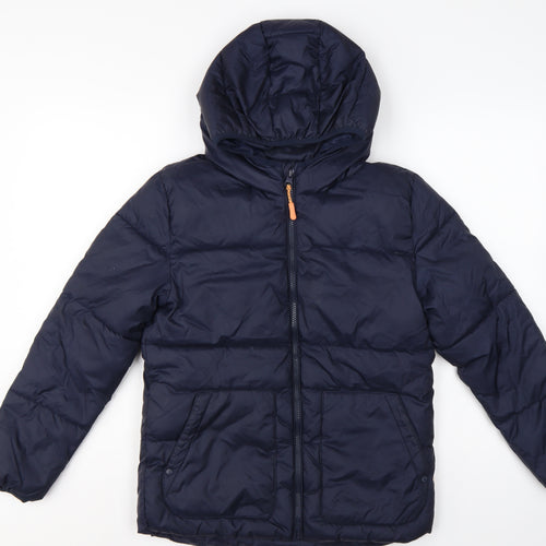 Mango Girls Navy Blue 11-12 Years Hooded Padded Puffer Jacket