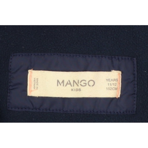 Mango Girls Navy Blue 11-12 Years Hooded Padded Puffer Jacket