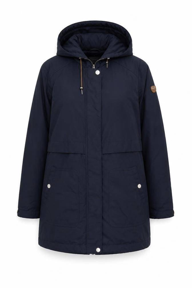 Gerry Weber Women’s Blue UK 14 Water Resistant Hooded Parka Coat