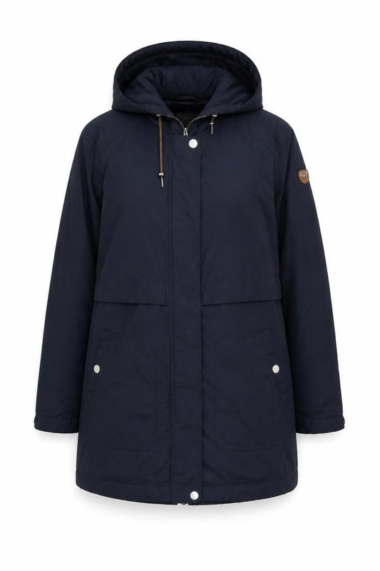 Gerry Weber Women’s Blue UK 14 Water Resistant Hooded Parka Coat