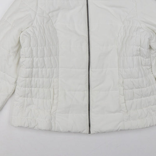 Marks and Spencer Women White L Puffer Jacket Quilted Full Zip