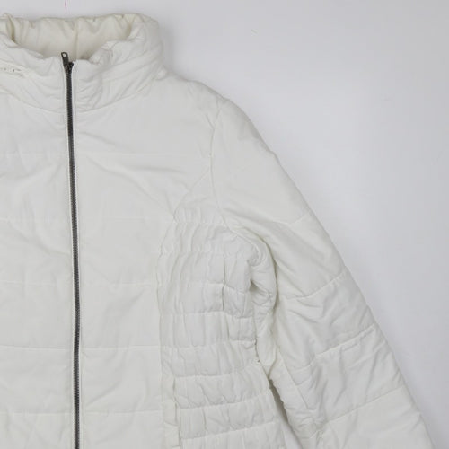 Marks and Spencer Women White L Puffer Jacket Quilted Full Zip