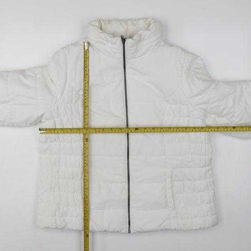 Marks and Spencer Women White L Puffer Jacket Quilted Full Zip