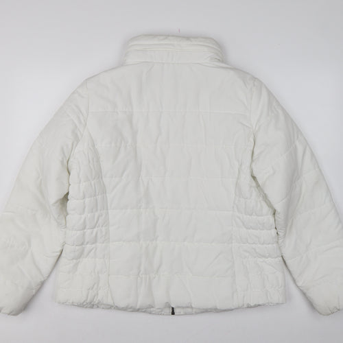 Marks and Spencer Women White L Puffer Jacket Quilted Full Zip