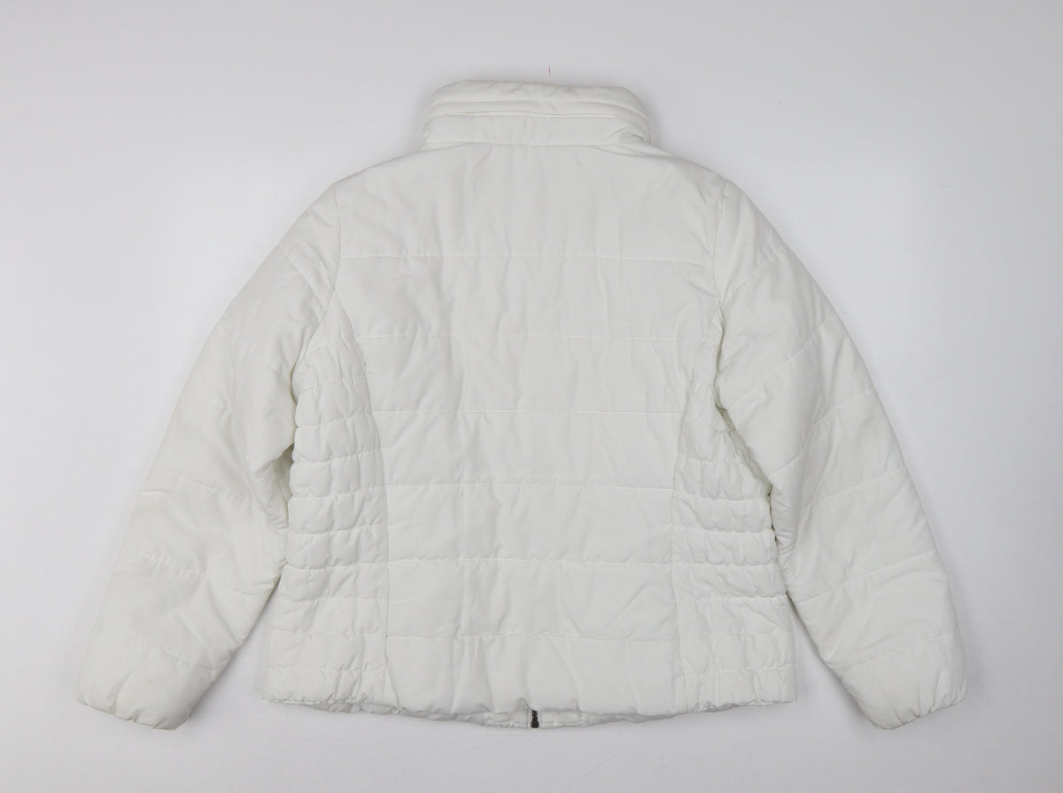 Marks and Spencer Women White L Puffer Jacket Quilted Full Zip