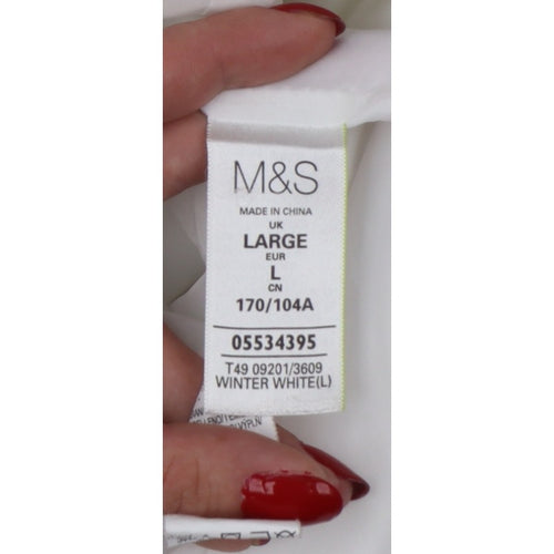 Marks and Spencer Women White L Puffer Jacket Quilted Full Zip