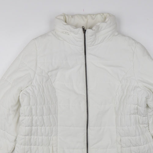 Marks and Spencer Women White L Puffer Jacket Quilted Full Zip