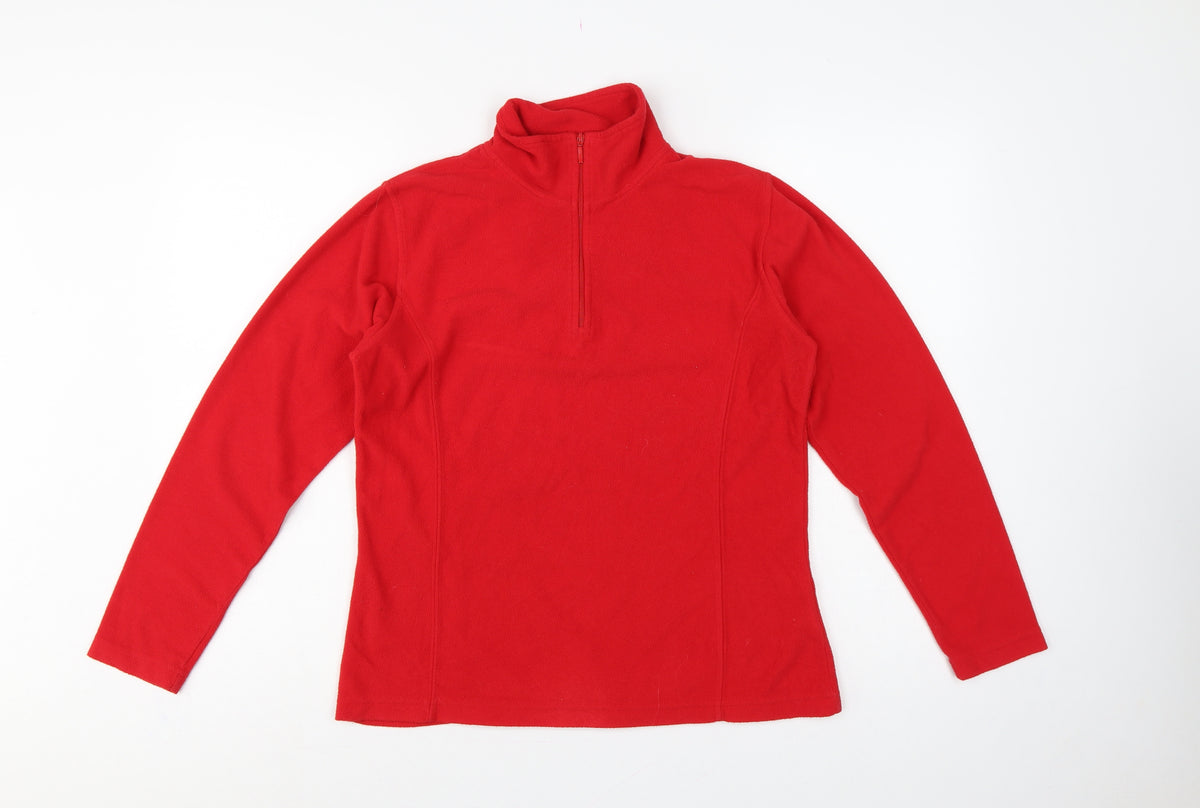 Back view of Redec Women’s Red, size UK 10, Fleece 1/4 Zip Pullover Sweatshirt