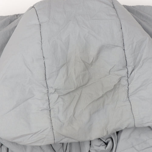 Zara Women Grey S Hooded Puffer Jacket Short Quilted Zip Pockets