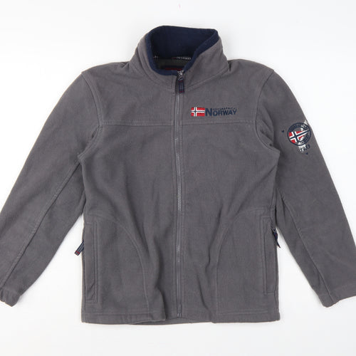 Geographical Norway Boys Grey 12 Years Fleece Full Zip Jacket Logo