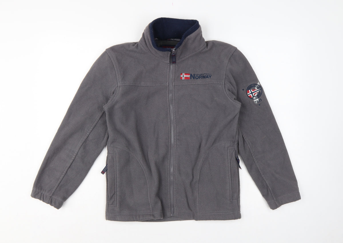 Geographical Norway Boys Grey 12 Years Fleece Full Zip Jacket Logo