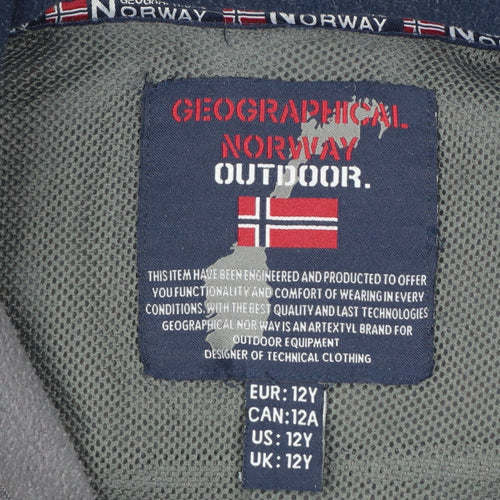 Geographical Norway Boys Grey 12 Years Fleece Full Zip Jacket Logo