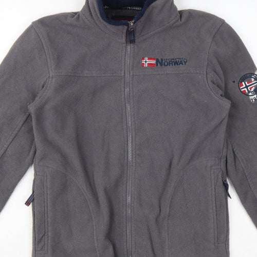 Geographical Norway Boys Grey 12 Years Fleece Full Zip Jacket Logo