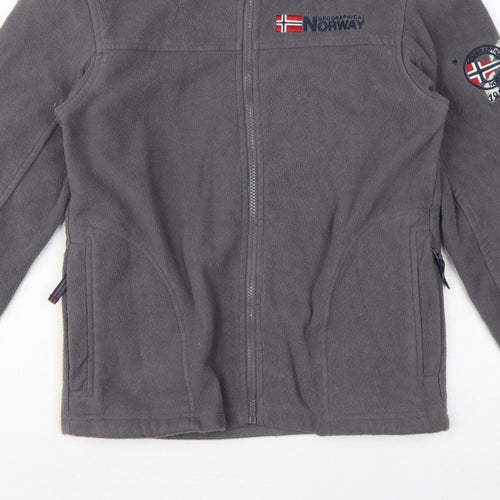 Geographical Norway Boys Grey 12 Years Fleece Full Zip Jacket Logo