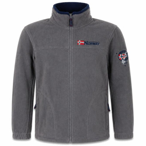 Geographical Norway Boys Grey 12 Years Fleece Full Zip Jacket Logo