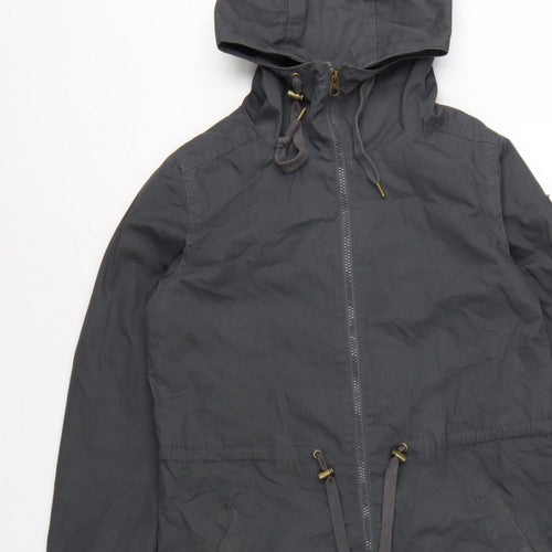 Element Women Black S Hooded Long Parka Cotton Blend Zip Coat