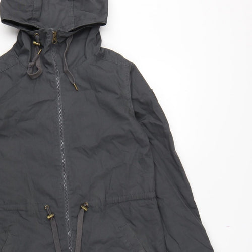 Element Women Black S Hooded Long Parka Cotton Blend Zip Coat