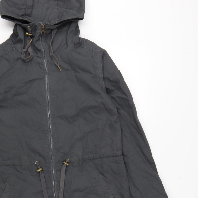 Element Women Black S Hooded Long Parka Cotton Blend Zip Coat
