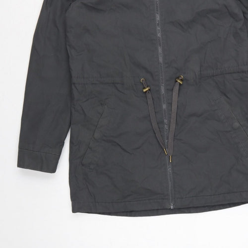 Element Women Black S Hooded Long Parka Cotton Blend Zip Coat