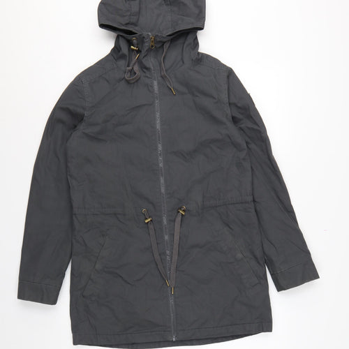 Element Women Black S Hooded Long Parka Cotton Blend Zip Coat