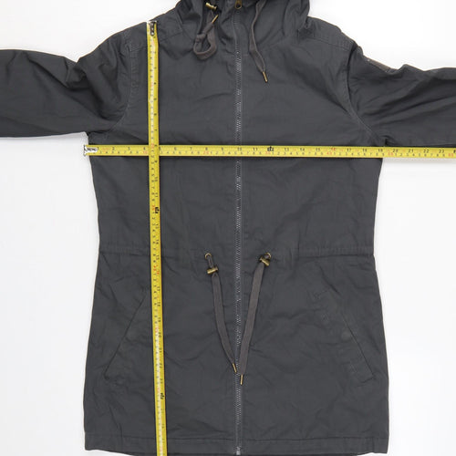 Element Women Black S Hooded Long Parka Cotton Blend Zip Coat