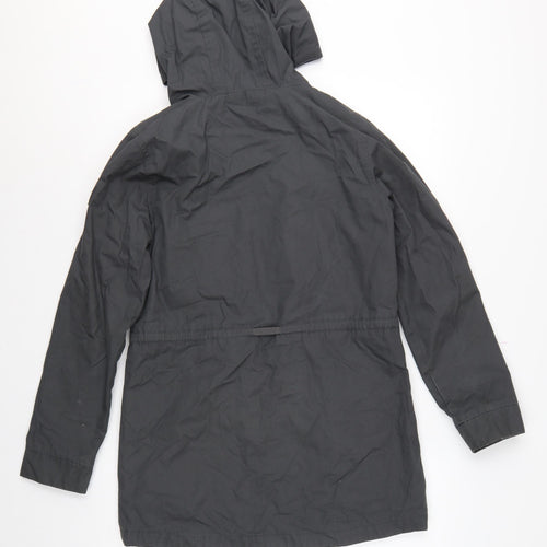 Element Women Black S Hooded Long Parka Cotton Blend Zip Coat