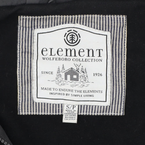 Element Women Black S Hooded Long Parka Cotton Blend Zip Coat