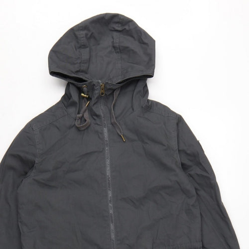 Element Women Black S Hooded Long Parka Cotton Blend Zip Coat