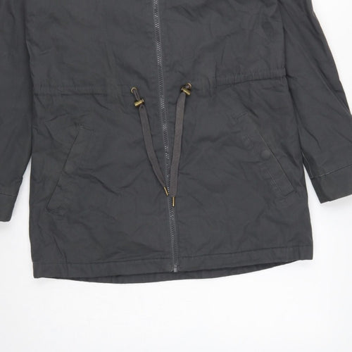 Element Women Black S Hooded Long Parka Cotton Blend Zip Coat