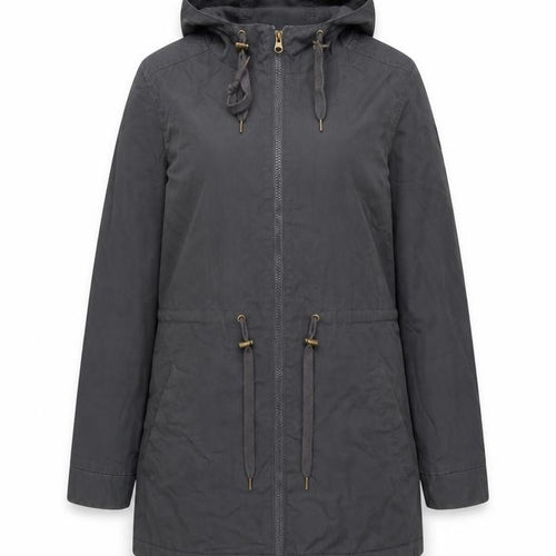 Element Women Black S Hooded Long Parka Cotton Blend Zip Coat