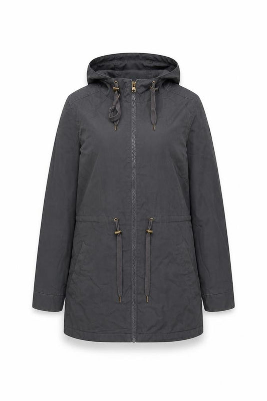 Element Women Black S Hooded Long Parka Cotton Blend Zip Coat