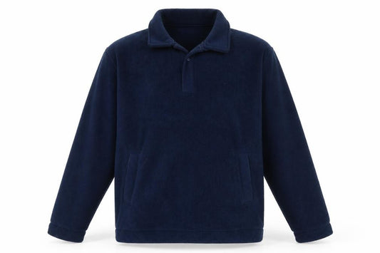 John Lewis Men’s Navy L Recycled Fleece Henley Snap Sweatshirt Pockets