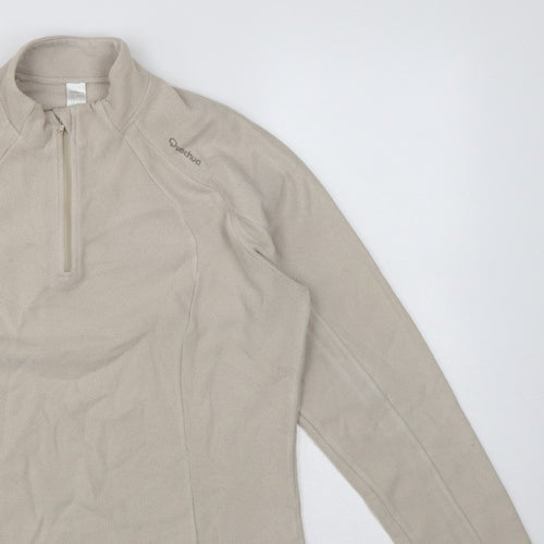 Quechua Women’s Beige M 1/4 Zip Fleece Pullover Hiking Sweatshirt
