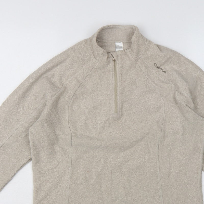 Quechua Women’s Beige M 1/4 Zip Fleece Pullover Hiking Sweatshirt