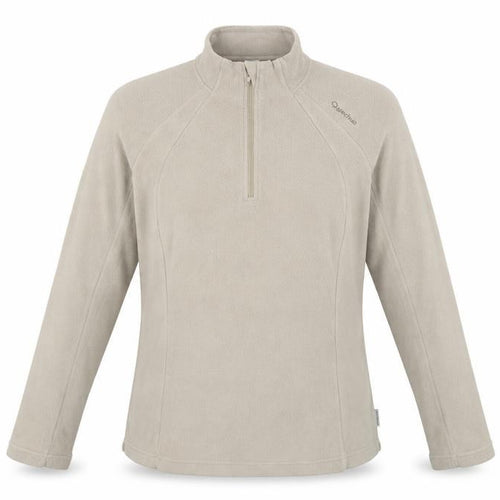 Quechua Women’s Beige M 1/4 Zip Fleece Pullover Hiking Sweatshirt
