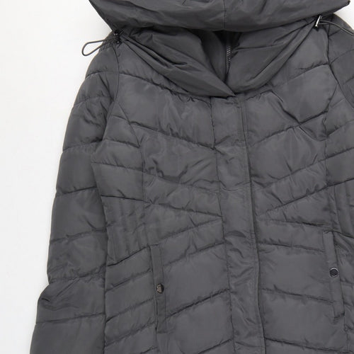Roman Women’s Grey UK 10 Long Hooded Quilted Puffer Coat