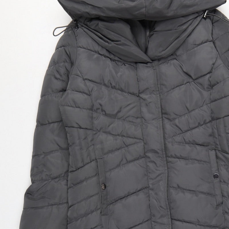 Roman Women’s Grey UK 10 Long Hooded Quilted Puffer Coat