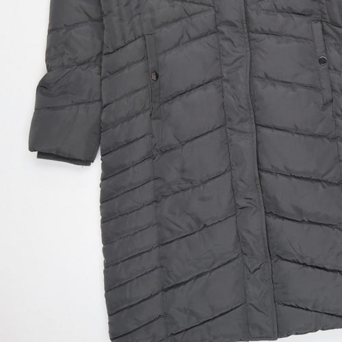 Roman Women’s Grey UK 10 Long Hooded Quilted Puffer Coat