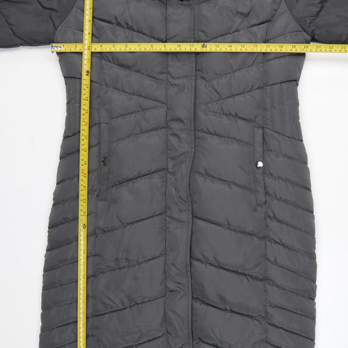 Roman Women’s Grey UK 10 Long Hooded Quilted Puffer Coat