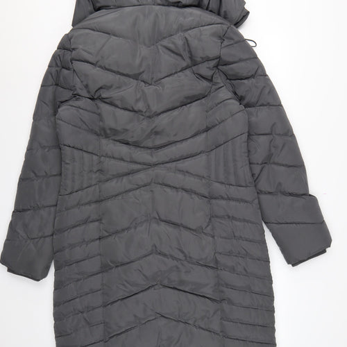 Roman Women’s Grey UK 10 Long Hooded Quilted Puffer Coat